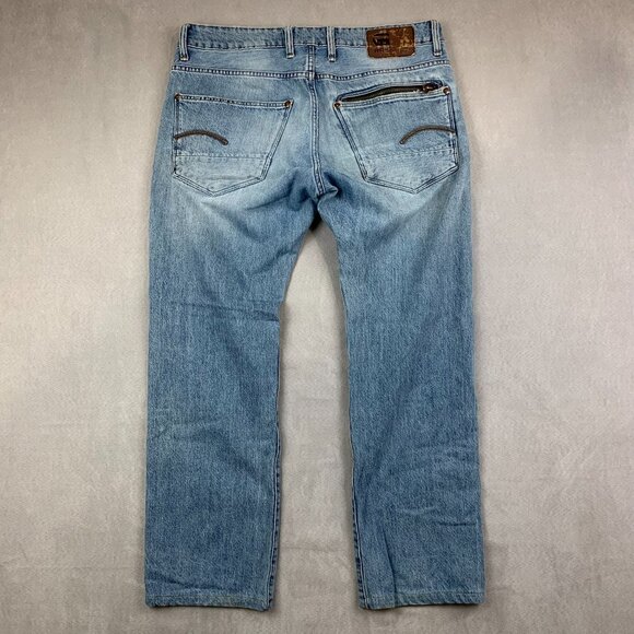 G Star Mens Pants 33 Blue Denim Jeans Attacc Straight Rigid Zip Pocket 33x28 - Picture 13 of 16